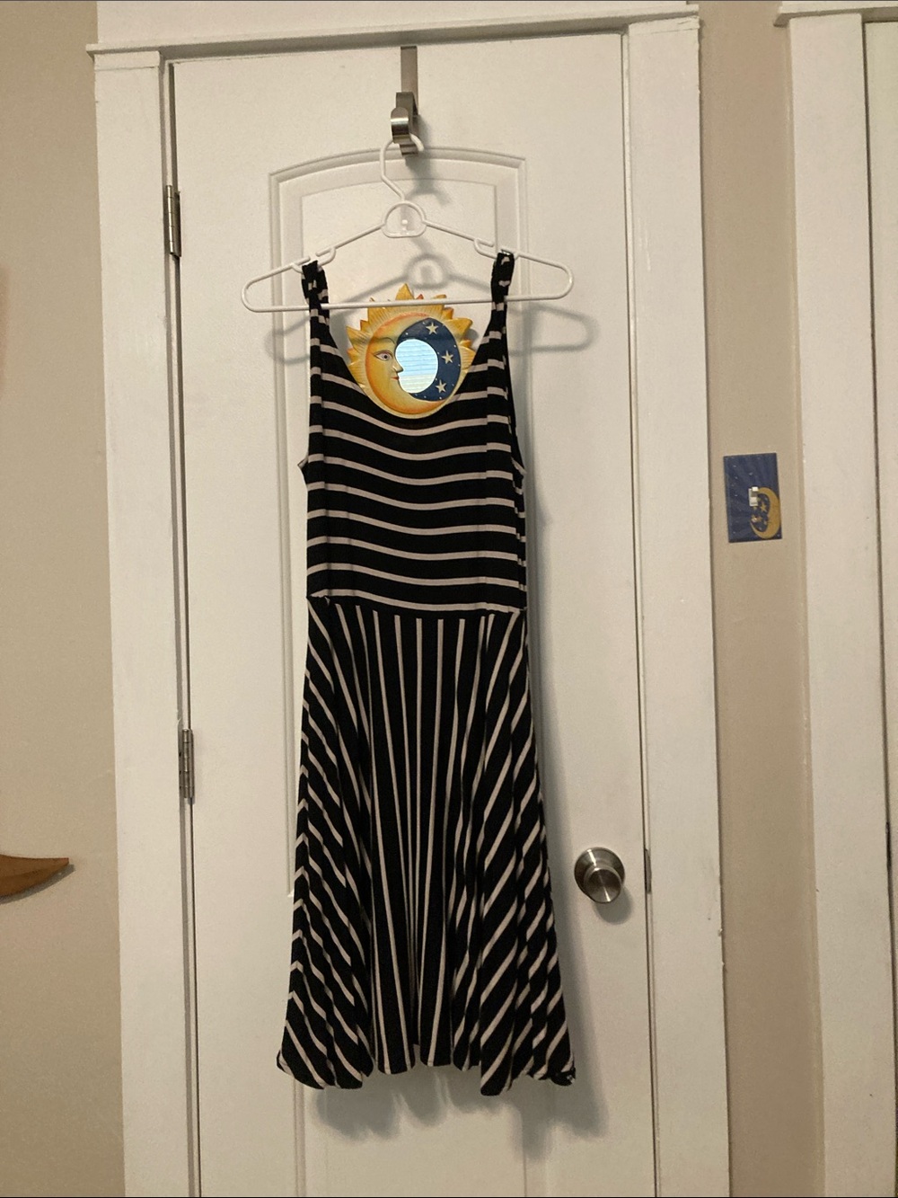 Forever 21 Black and White Striped Sleeveless Midi Dress
